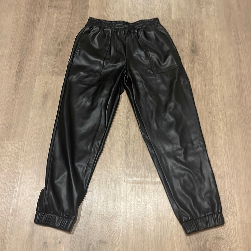 Faux leather joggers